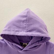 Conjunto Deportivo de Primavera y Otoño para Recién Nacida, Sudadera con Capucha y Manga Larga con Estampado de Letras + Pantalones, Ropa de Moda para Bebés Niña (2 Piezas) - Morado - Ver 3