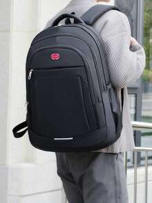 1 件，多功能，时尚，极具吸引力，小众设计，休闲手提包，纯色牛津布面料，字母标签，反光条装饰，可调节肩带，大容量多层电脑包，适合男士日常通勤和外出购物娱乐。