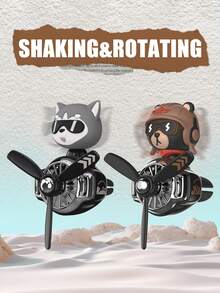 1 PIEZA Ambientador de coche sin perfume con hélice giratoria DIY, divertido y refrescante, con diseño de oso capitán, perro husky de dibujos animados, para salida de aire acondicionado de vehículo, difusor de avión, accesorio interior decorativo con ventilador y molinete - Avión agitador sin olor - Ver 5