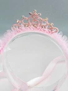 1 pezzo Cerchietto con corona rosa come accessorio per capelli per bambine, fermaglio per capelli con farfalla carino, cerchietto per principessa