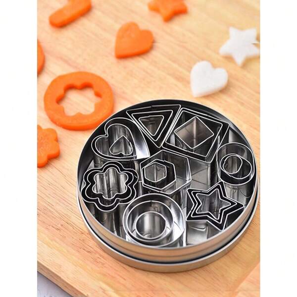 Multi-Piece Set Of Geometric Cookie Cutters, Stainless Steel Pastry Molds, Fruit Tools -Perfect For DIY Baking And Fruit Cutting