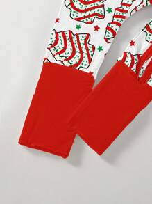 Baby Bamboo Fiber Zip-Up, Christmas Tree Cake Print Romper, All-Season Knit Fabric Skinny Fit With Zipper Detail, Boy Baby Girl Clothes, Perfect For Outdoor