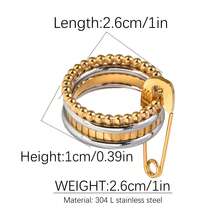 1pc New Multi-Layer 18K Gold Plated Ring, Gift - Stainless Steel Ring - View 7