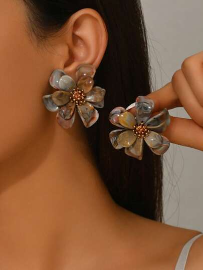 2pcs Bohemian Style Middle Eastern Floral Handmade DIY Woven Oriental Palace Large Earrings, Includes Faux Pearl Flower Pendant Earrings In Multiple Colors And Designs, Suitable For Women's Daily Wear, Festivals And Parties, Gift. Note: Due To Handmade Nature, The Product May Be Slightly Deformed During Transportation, Please Manually Adjust If Needed Upon Receipt.