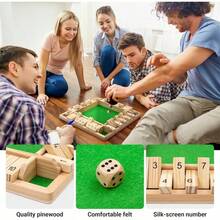 Shut The Box Dice Board Game (2-4 Players) For Kids & Adults, 4 Sided Large Wooden Board Game, 8 Dice +Shut-The-Box Rules Smart Game For Leaming Addition - 1 - Xem 8