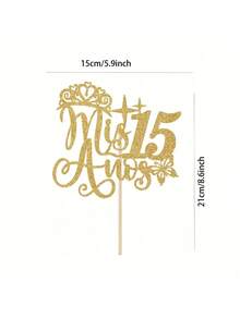 1pc Mis 15 Quince Cake Topper, Feliz 15 Anos,Cheers To 15 Years Old Cake Decor,Spanish Happy 15th Birthday Anniversary Party Decoration Supplies - Multicolor - View 14