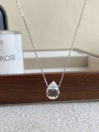 BALMORA 1 件时尚优雅的 S925 银切割表面水滴项链锆石链项链适合女孩/女士/女友/母亲复古派对约会礼物日常佩戴生日礼物