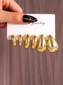 3 pares de pendientes tipo aro en forma de C, sencillos y clásicos, joyería de moda adecuada para uso diario de mujer, regalo ideal para madres y amigas