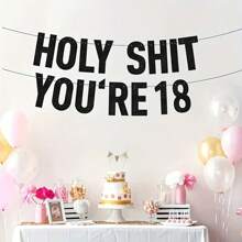 مجموعة واحدة من لافتات "Holy You're 18/21/30/40/50/60/70/80" اللامعة باللون الأسود، زينة حفلات عيد ميلاد سعيد لعمر 18/21/30/35/40/45/50/55/60/65/70/75/80/85/90 عامًا