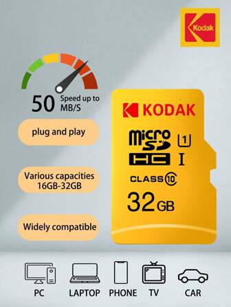  KODAK U1 Micro SDHC SDXC Card TF Flash Card UHS-I Class10 Memory Card 16GB/32GB For Phone Drone Car