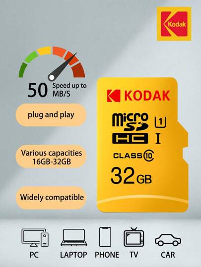 Kodak 코닥 U1 마이크로 SDHC SDXC 카드 TF 플래시 카드 UHS-I Class10 메모리 카드 16GB/32GB 휴대폰, 드론, 자동차용