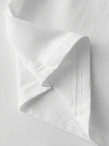 slogan of the alphabet，Ribbed Cotton Women's T-Shirt,College Style Spring Summer New Sports Women's,Draped Fashion Soft Breathable Women's Short Sleeve Tight Top - 白色 - 查看 6