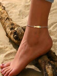 1pc Creative Ocean Style Summer Beach Vacation Shell & Conch Chain Pendant Anklet, Versatile Everyday Wear - Yellow Gold - View 8
