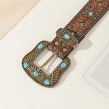 Thắt lưng da phong cách cowgirl miền Tây mới, thắt lưng da PU phong cách Bohemian cổ điển, khóa ngựa thanh lịch, phù hợp với mọi mùa Thu Đông, phụ kiện, thích hợp cho thanh thiếu niên, thanh niên, nam giới, thường ngày, ngoài trời, thể thao, kỳ nghỉ, quà tặng tốt nghiệp, sinh nhật, trang phục hàng ngày - màu nâu - Xem 3