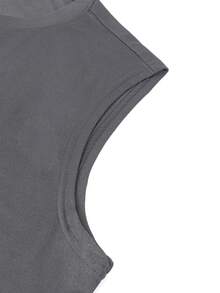 Men's Summer Casual Seagull Printed Round Neck Tank Top - Dark Grey - View 5