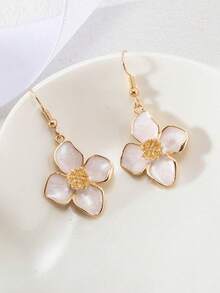 1/2 对时尚复古红莲花吊坠耳环，珐琅彩绘花卉耳钉，情人节配饰