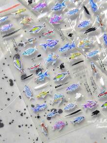 Beautizon Nailartlab 1张小鱼美甲贴纸，全息效果，DIY Y2K风格5D美甲装饰贴纸 - 彩色 - 查看 8