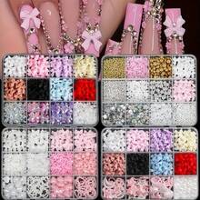 500PCS 3D Nail Decoration And Peace Bottom Pearl, A Variety Of Style Resin Bow Accessories Pink And White Star -Shaped Heart -Shaped Flat -Back Pearl Style Mixed, Used For Manual DIY Art Decoration - 彩色 - 查看 9
