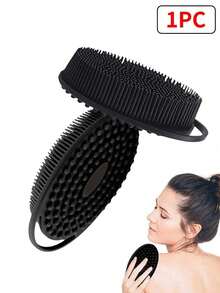 柔软硅胶身体磨砂膏 1 件硅胶沐浴露，硅胶丝瓜络 2 合 1 沐浴洗发刷，身体磨砂膏淋浴清洁去角质用于敏感肌肤，泡沫丰富，男女通用 - 黑色 - 查看 13