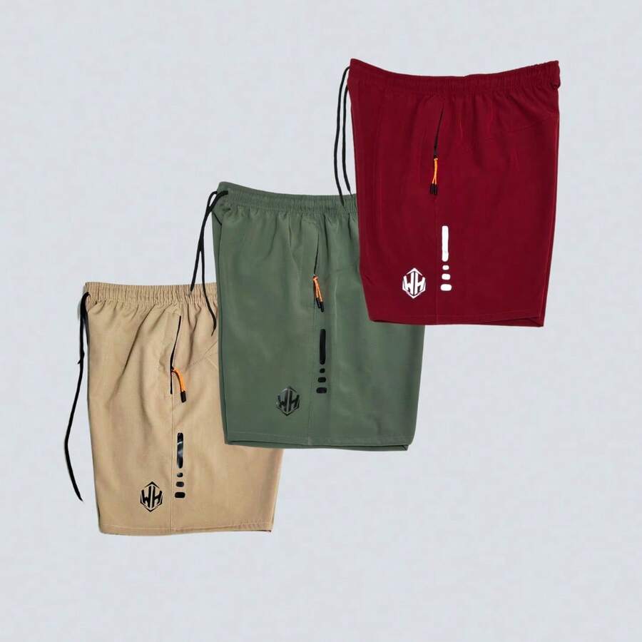 Kit 3 Bermuda Shorts Men's Tactel With Elastane Plus Size Gym Beach Shorts Plain Large Quick Drying - 綠色 - 查看 1