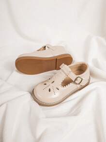 Fashion Retro Girls Elegant Mary Jane Flats, Beige Princess Shoes For School, Performance Or Everyday Wear