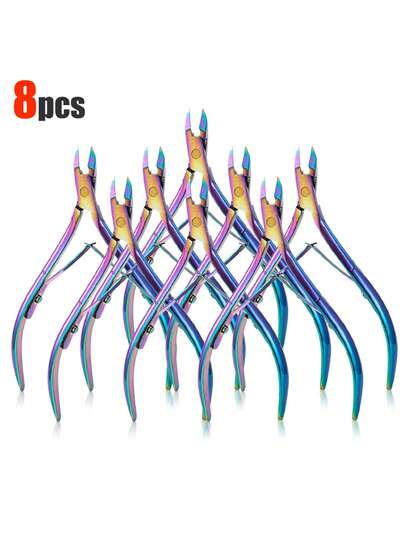 8/6/5/4/3/2/1 件套不锈钢修甲套装，包含指甲钳、指甲剪、指甲护理工具、角质去除器、指甲推，适用于修甲和足疗