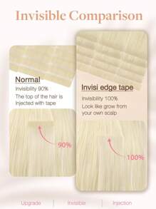 Invisible Tape In Hair Extensions Human Hair Seamless Injected Hand-Tied Pro Virgin Human Hair Tape Ins Balayage 10PCS(1#,2#,18P613#,60#) - S60 - View 7