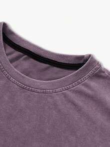 YUNCHIC - Men's Vintage Washed T-Shirt, Creative Medusa Graphic, Casual Loose Fit, Lightweight & Breathable, Suitable For Summer Outdoor Activities And Daily Wear - Purple - View 3