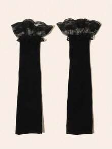 1 Stück Sommer Spitzen-Chiffon Ärmel für Damen, luftdurchlässige durchsichtige Outdoor-Armstulpen, modische Armwärmer