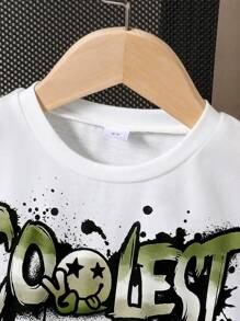 2pcs Young Boy Camo Bear Print Short Sleeve T-Shirt And Shorts Set