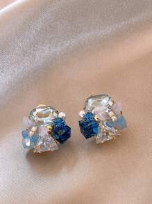 Andkiss 1 par de brincos de pino elegantes e modernos com pérolas falsas e borboletas e flores