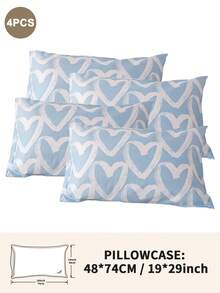 1pc/2pcs/4pcs Polyester Heart Pattern Pillowcase (Pillow Insert Not Included), Soft & Comfortable, Suitable For All Seasons - Multicolor - View 47