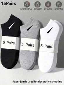 1 par de calcetines unisex, calcetines deportivos, calcetines cortos blancos/negros/grises, calcetines invisibles, de unicolor y estilo minimalista, adecuados para uso diario casual