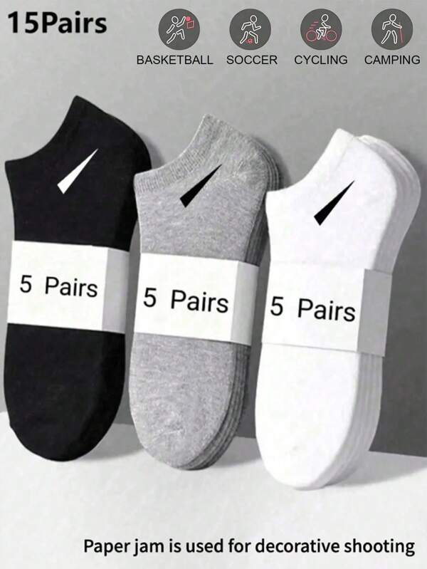 1Pair Unisex Socks, Sports Socks, White/Black/Gray Short Socks, Invisible Socks, Solid Color Minimalist Style, Suitable For Casual Daily Wear