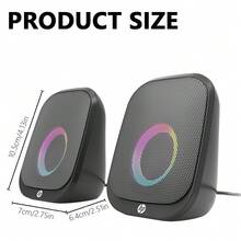 HP Wired Computer Speakers, 5W X 2, Compact Body With Deep Bass, Built-In Colorful LED Lights, Stereo USB Powered Multimedia Speaker With Bottom Bass Radiator, Suitable For Desktop PC, Laptop, Mobile Phone, Gaming - one-size - View 10