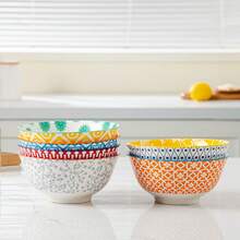 6pcs Set, 24 Oz Deep Ceramic Bowls - 6 Inch Assorted Color Porcelain Soup And Cereal Bowls For Pasta, Salad, Dessert, Rice, Noodles - Microwave, Oven, Dishwasher Safe - Ideal For Daily Use, Kitchen, Christmas, Weddings, Housewarmings - 彩色 - 查看 7