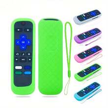 Funda protectora de silicona para control remoto de TV, de silicona suave que brilla en la oscuridad, resistente a la suciedad, adecuada para Roku Rc280 universal con cordón