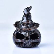 CUPIDCRYSTAL Natural Crystal Carved Pumpkins, Perfect Halloween Gifts, Flame-Shaped Pumpkins, Hollowed-Out Designs, Home Decoration Ornaments.Meditation Stone Crystals And Stones Suitable For Decorating Home Altars