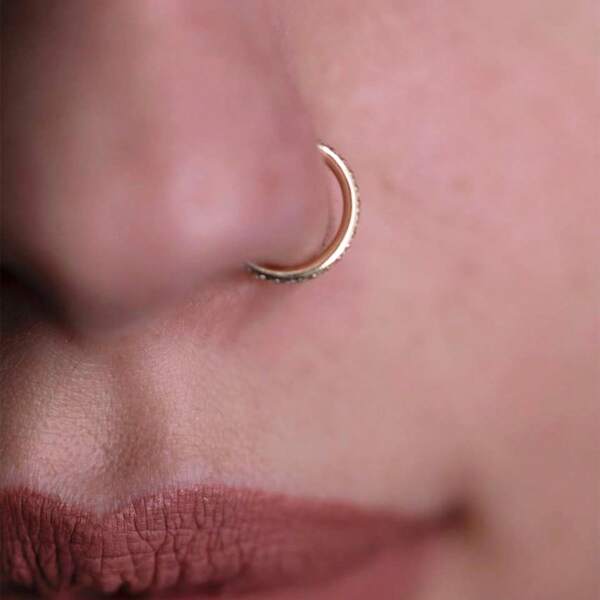 SAWOWGER Aro nasal de titanio de 18G con pavé de circonitas cúbicas / Aro nasal brillante / Aro nasal con bisagra / Aro de septum / Clicker helix / Aro de concha / 1.0*6/8/10/12mm