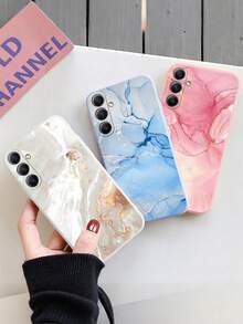 3 Stück Marmoroptik bemalte minimalistische stoßfeste Handyhülle kompatibel mit iPhone, kompatibel mit Galaxy, kompatibel mit Redmi, internationale Version, nicht die Inlandsversion - Verschiedenfarbig - Übersicht 1
