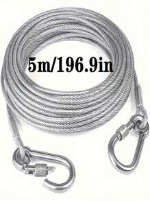 1 Set Stainless Steel Clothesline, Pet Leash, Portable For Indoor/Outdoor Laundry, Camping Accessories, Bathroom And Dormitory Ideal Choice