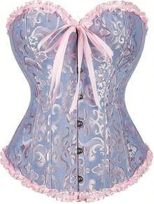 Corset Tops For Women, Bustier Shapewear Lingerie, Lace Waist Push Up Bodysuit - Màu xanh lam - Xem 1