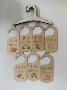 Juego de 7 Piezas/12 Piezas Divisores de armario de bebé de madera para organizar la ropa de bebé desde recién nacido hasta 24 meses, decoración de género neutro para la guardería, regalos para baby shower y decoración familiar - Beis - Ver 11