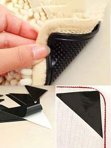 8 قطع من ملصقات السجاد القابلة لإعادة الاستخدام والغسل والمضادة للانزلاق مع تصاق مزدوج الجوانب، عصي السجاد غير القابلة للازلاق، ديكور آمن للمنزل - دبابيس السجاد (4 قطع شرائط لاصقة 4 قطع لاصقات مساعدة)