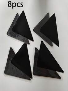 8 قطع من ملصقات السجاد القابلة لإعادة الاستخدام والغسل والمضادة للانزلاق مع تصاق مزدوج الجوانب، عصي السجاد غير القابلة للازلاق، ديكور آمن للمنزل - دبابيس السجاد (4 قطع شرائط لاصقة 4 قطع لاصقات مساعدة)