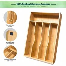 Organizador De Cubiertos De Bambu Para Cajones De Cocina Bandeja De Utensilios De 9 Pulgadas Para Cajon Pequeño Bandeja De Cubiertos Organizador De Madera Para Cubiertos Cuchillos 5 - Plata - View 3