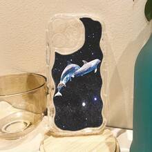 Funda para teléfono 1 funda para teléfono S > X/ 11/ 12/ 13/ 14/ 15/ 16 Pro |   Funda para teléfono Wave |   Chicas y hombres lindos |   Diseñado con delfines cósmicos nadando en una noche estrelladaTeléfono ultradelgado y liviano - transparente - Ver 1