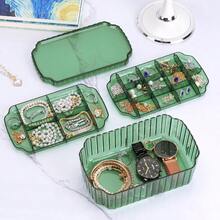 Jewelry Storage Box With 3 Layers For Earrings Rings Necklaces And Bracelets Clear Plastic Craft Bead Holder Green - Green - View 5