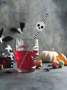 10pcs/Set Halloween Party Decoration Disposable Paper Straws, Special Patterns Of Spider, Pumpkin, Witch, Skeleton, Wedding And Birthday Supplies, Home And Party Decorations - Multicolor - View 6
