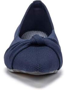 Womens Flat Shoes Classic Pointed Toe Flats Knitted Dress Shoes Soft Comfortable Dressy Flats Women - Navy Blue - 查看 4